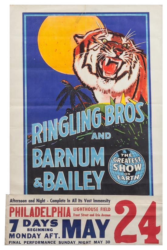 Appraisal: Sale Lot CIRCUS RINGLING BROTHERS AND BARNUM BAILEY Poster and