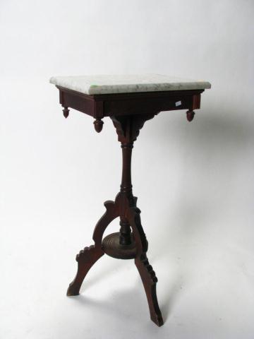 Appraisal: Walnut Eastlake Victorian Marble Top Candle Stand '' tall