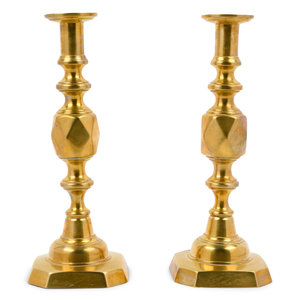 Appraisal: A Pair of Victorian Brass Candlesticks Late th Century stamped