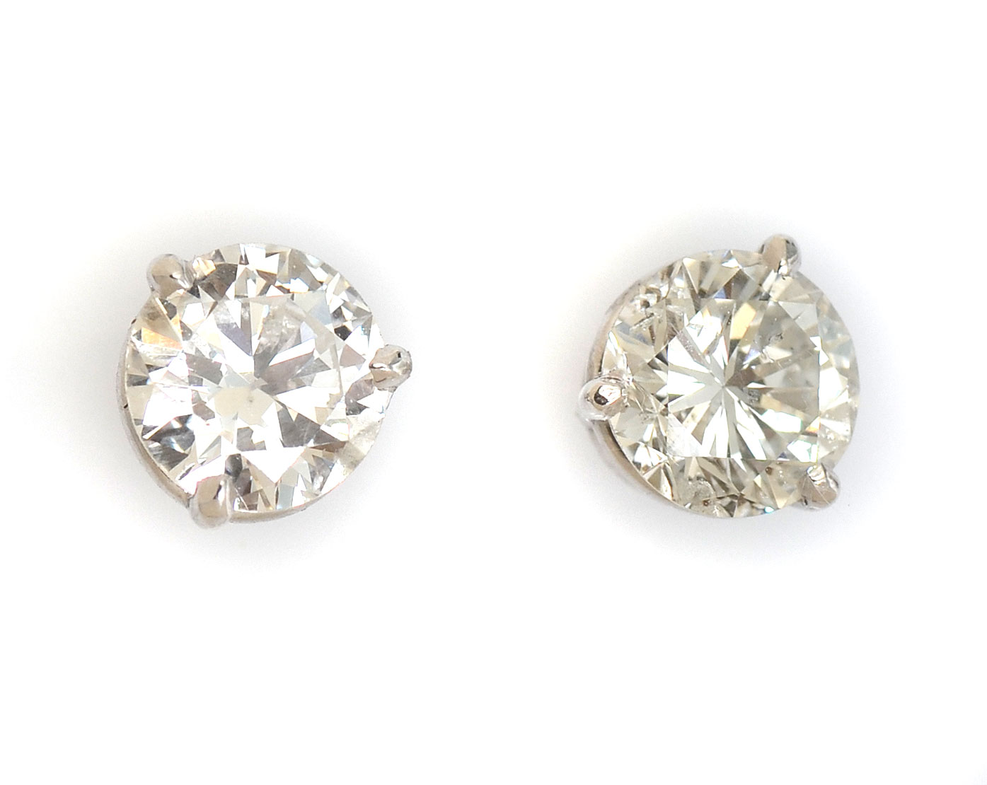 Appraisal: PLATINUM CTW DIAMOND EAR STUDS Brilliant cut diamonds approx CTW