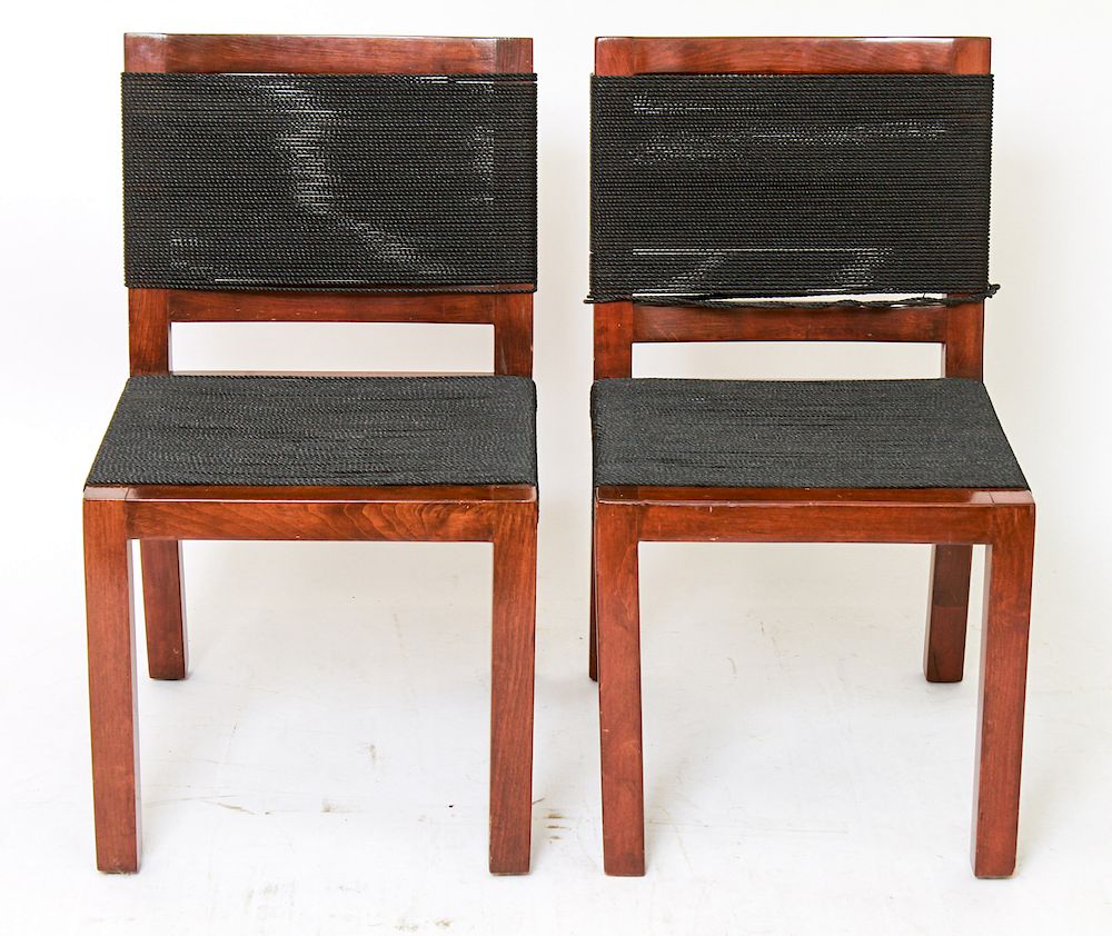 Appraisal: Van Keppel-Greene Side Chairs w Vinyl Cords Pair Pair of