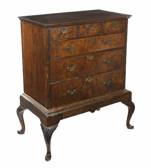 Appraisal: An early th century chest on stand the crossbanded rectangular