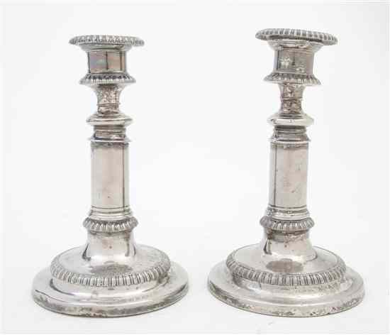 Appraisal: A Pair of Silverplate Candlesticks each of baluster form having