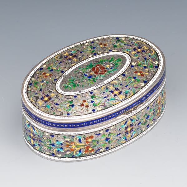 Appraisal: AUSTRO-HUNGARIAN GOLD WASHED SILVER AND ENAMEL BOX CA - x