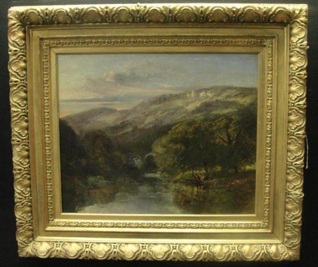 Appraisal: Unsigned Oil on Canvas Landscape Relined Old repair on verso