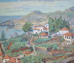 Appraisal: European School early-mid th century- Mediterranean coastal scene oil on