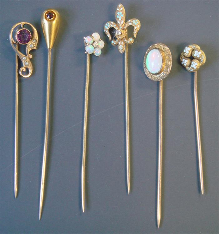 Appraisal: K yg Stick Pins Grouping of six including enamel work