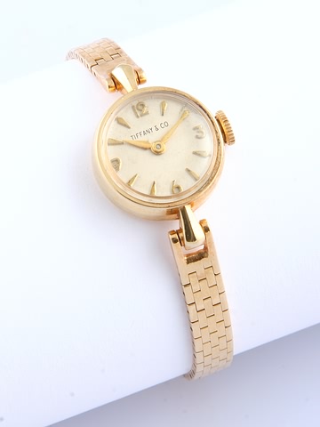 Appraisal: KY Tiffany Co watch With safety chain and solid gold