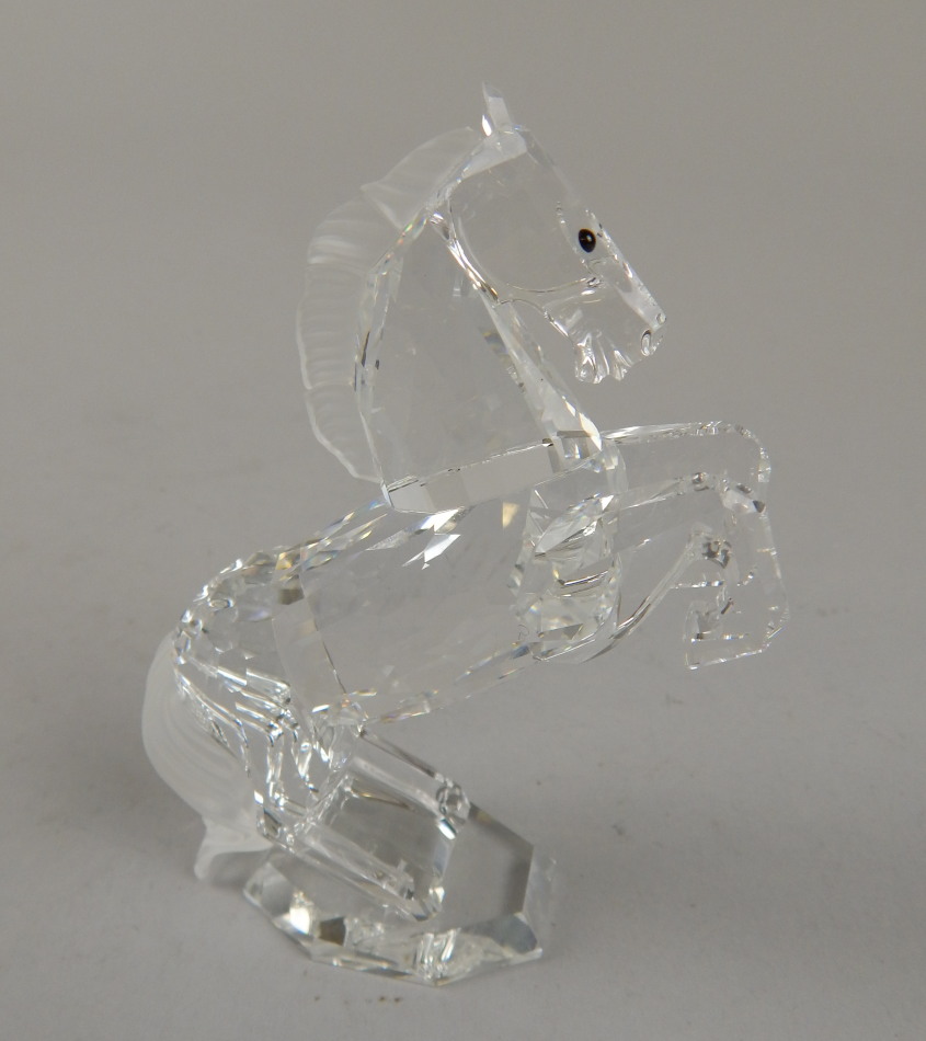 Appraisal: A Swarovski crystal figure of a rearing horse etched mark