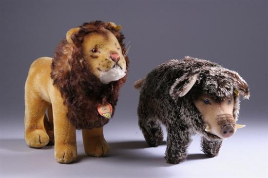 Appraisal: STEIFF MOHAIR LION AND WILD BOAR Leo Lion and Dalle