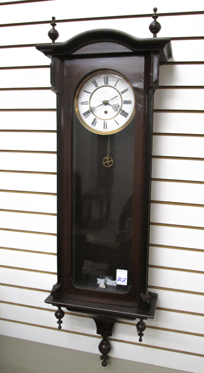 Appraisal: GERMAN ONE-WEIGHT LONGCASE REGULATOR WALL CLOCK Lenzkirch Uhrenfabrik - Lenzkirch