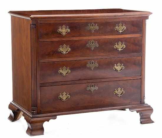 Appraisal: Pennsylvania Chippendale mahogany chest of drawers circa rectangular top with