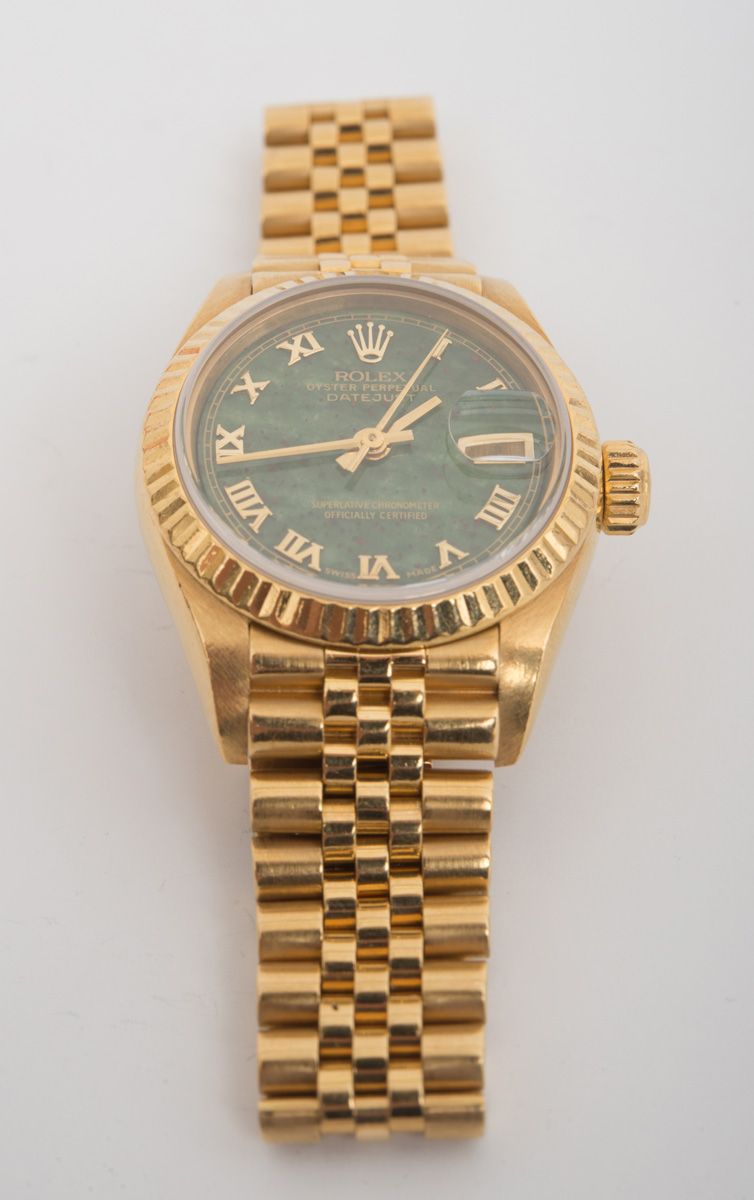 Appraisal: ROLEX K YELLOW GOLD JASPER OYSTER PERPETUAL LADIES WATCH Set