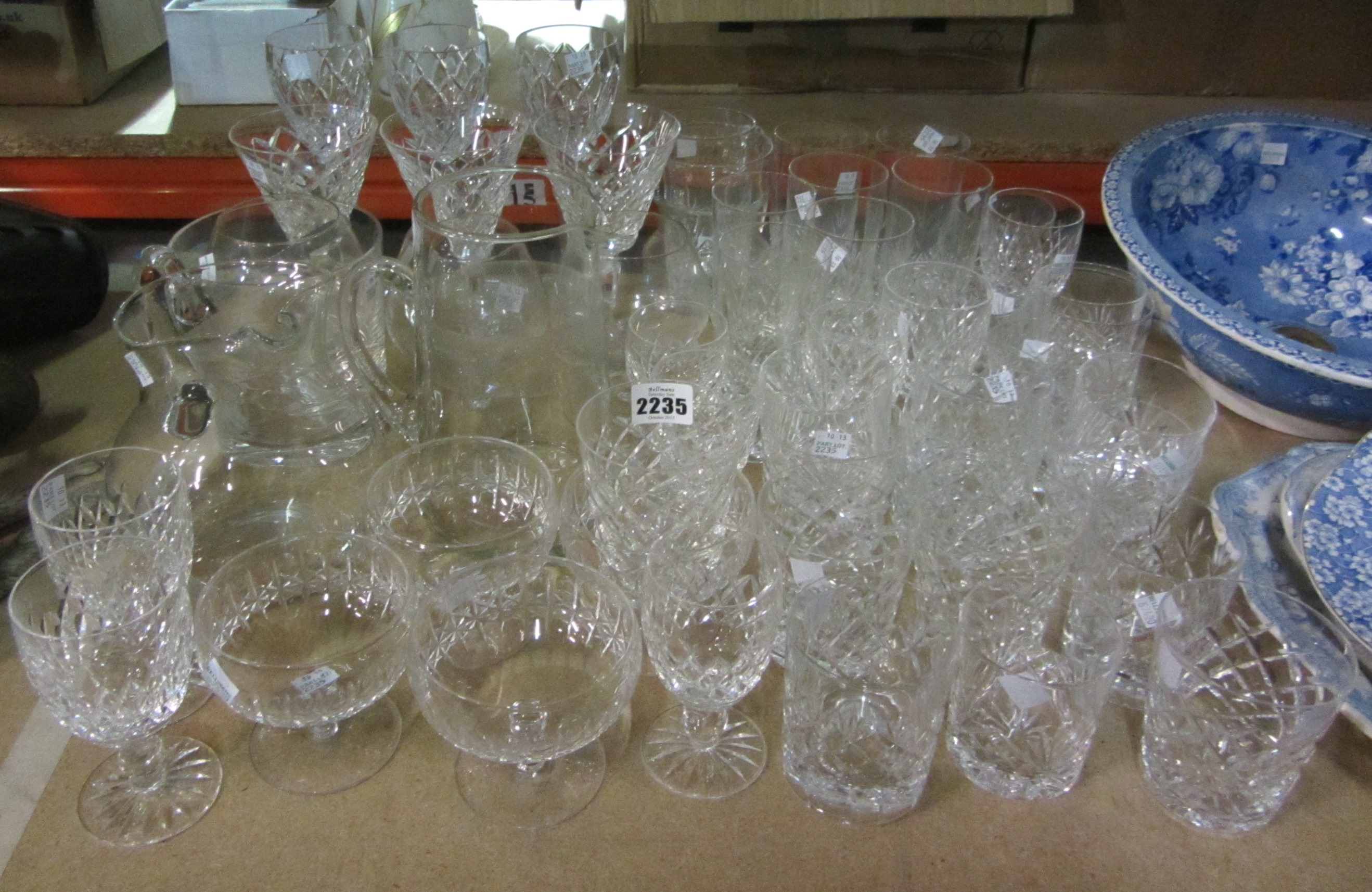 Appraisal: A quantity of cut glass stemware including Stuart