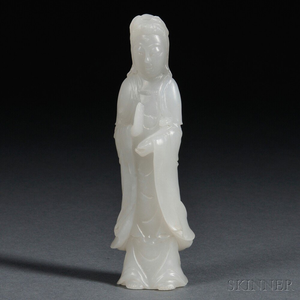 Appraisal: Hardstone Guanyin China th century standing with a ruyi scepter