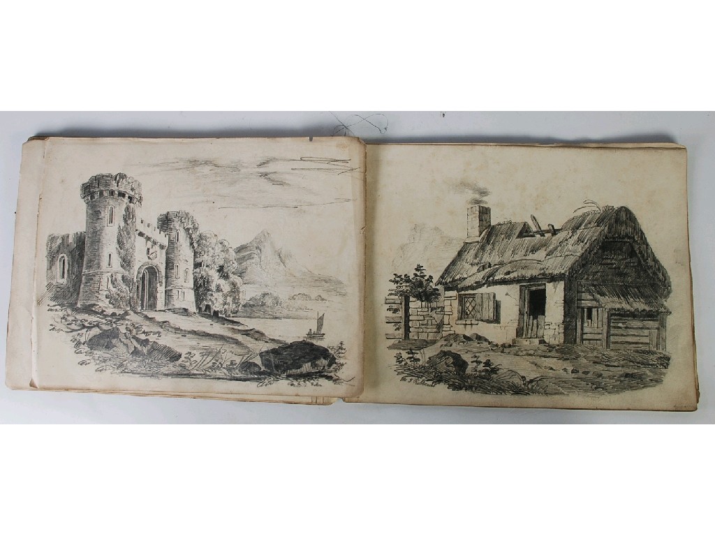 Appraisal: SKETCH BOOK of pencil drawings by Mary J Roberts circa