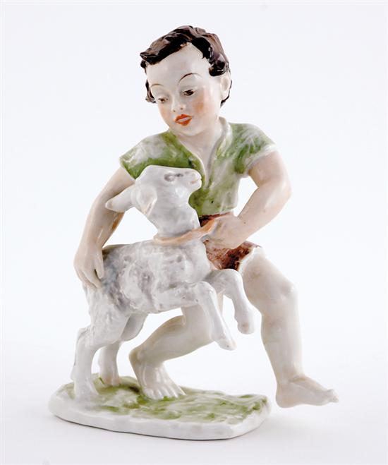 Appraisal: Rosenthal porcelain figure th century boy skipping with lamb marked