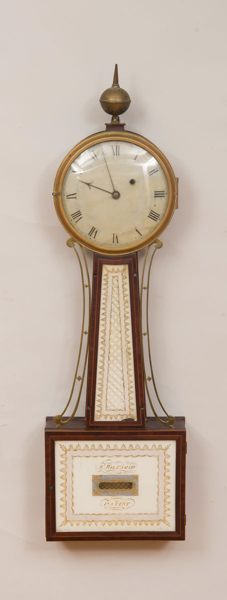 Appraisal: FEDERAL MAHOGANY BANJO CLOCK SIMON WILLARD'S PATENT The base with