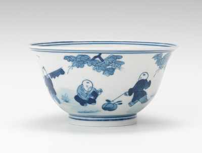 Appraisal: A Qianlong Blue White Porcelain Bowl Porcelain footed bowl with