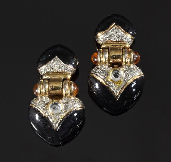 Appraisal: Pair of Vogue Bijoux Costume Clip Earrings each in the