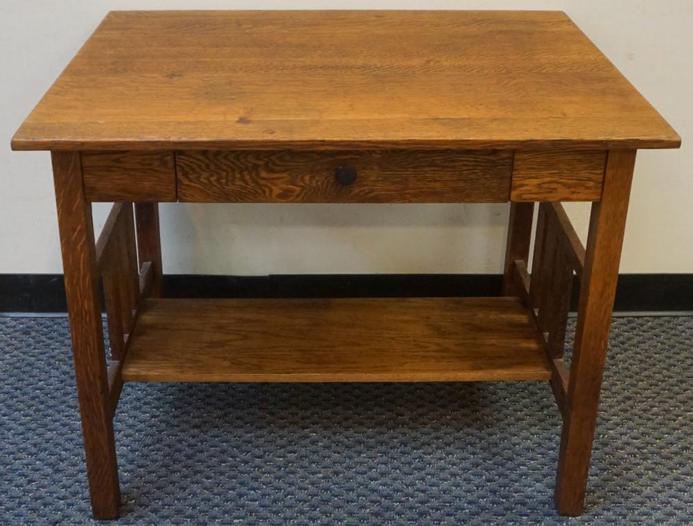 Appraisal: ARTS CRAFTS STYLE OAK TABLE DESK X X IN X