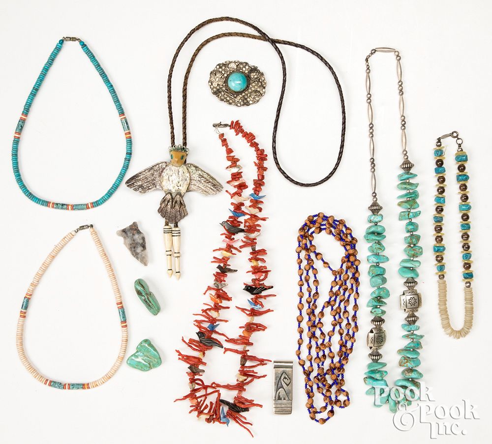 Appraisal: Native American Indian silver turquoise jewelry Collection of Native American