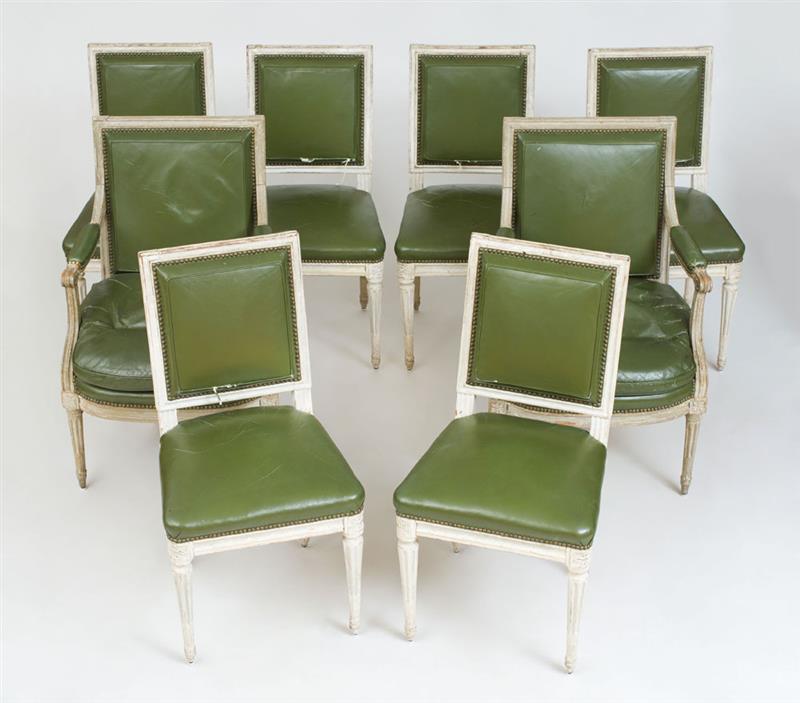 Appraisal: ASSEMBLED SET OF EIGHT LOUIS XVI STYLE PAINTED DINING CHAIRS