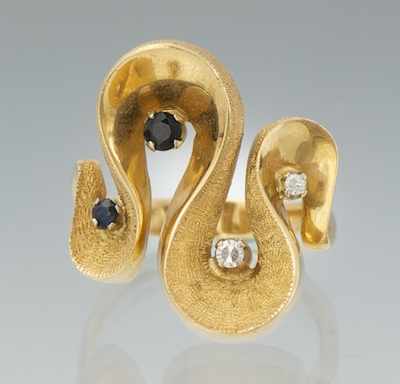 Appraisal: A Ladies' Sapphire and Diamond Ring k yellow gold ring