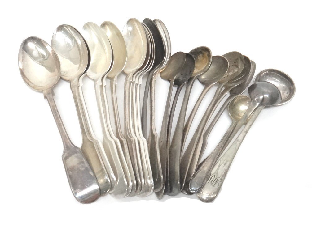 Appraisal: Silver comprising eleven fiddle pattern teaspoons Sheffield another teaspoon and