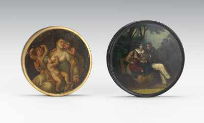 Appraisal: A Pair of Antique Snuff Boxes With images hand painted