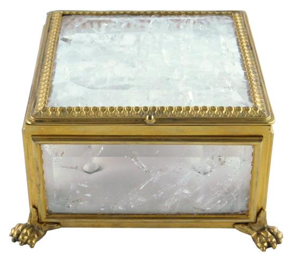 Appraisal: Brazilian rock crystal jewelry box Italian th C gilded metal