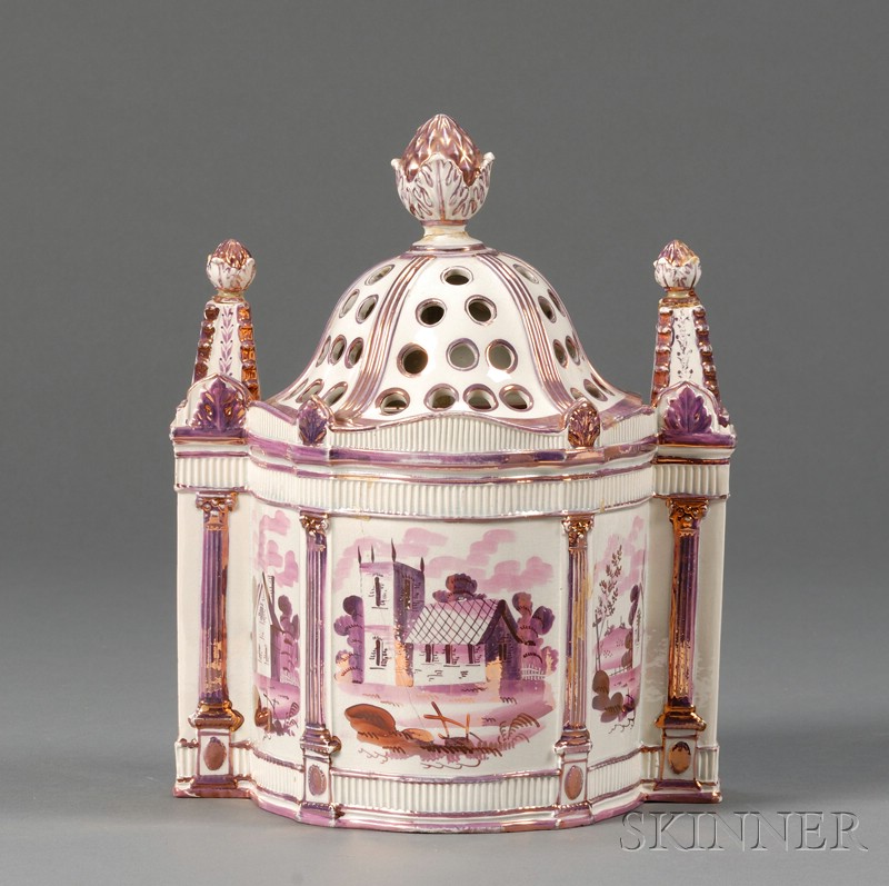 Appraisal: Sunderland Pink Lustre Potpourri and Covers England early th century