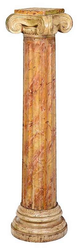 Appraisal: Faux Marble Painted Wooden Column Continental th th century fluted