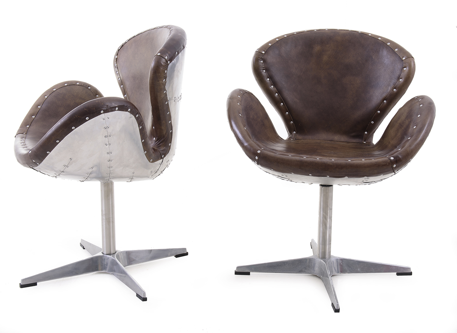 Appraisal: SPITFIRE STUDIO WHISKY CHAIRS CHROME AND LEATHER CHAIRS Brown leather