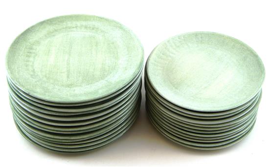 Appraisal: Poc A Poc France ceramic plates twenty-six pieces celadon glaze