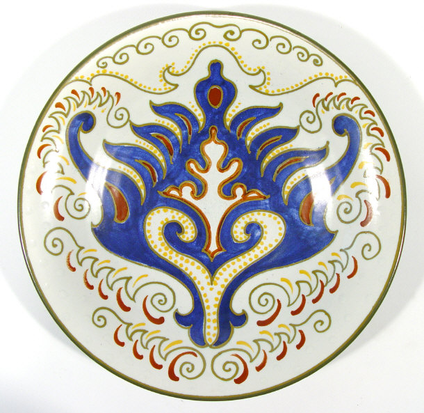 Appraisal: Gouda pottery bowl hand painted with a stylised motif in