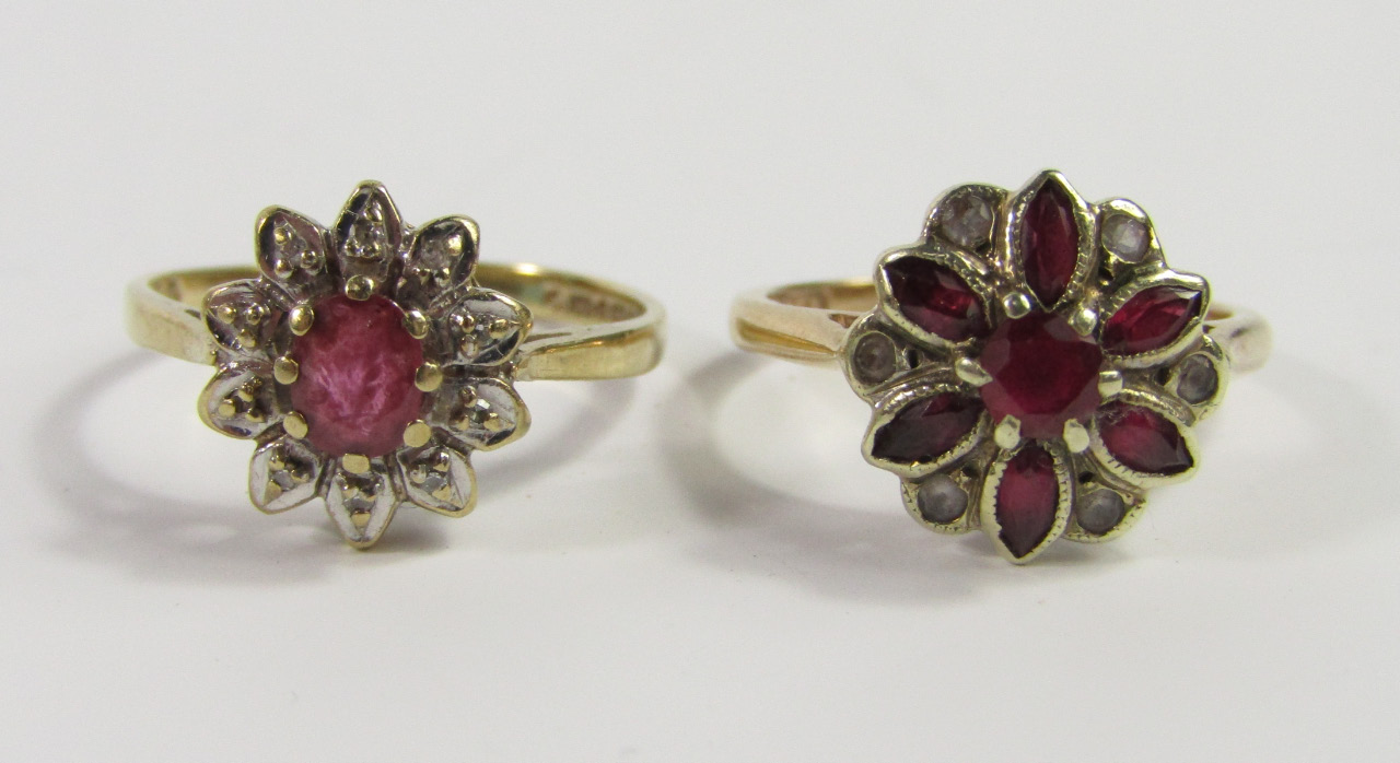 Appraisal: A ruby and diamond flower head ring size M yellow