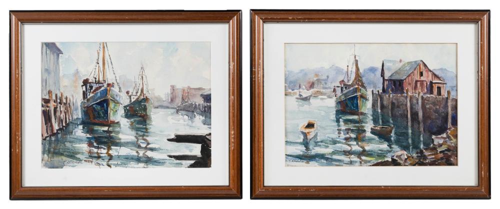 Appraisal: TADDEUS KLODNICKI MASSACHUSETTS POLAND - TWO SCENES OF GLOUCESTER FISHING