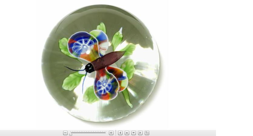 Appraisal: Antique Baccarat butterfly over clematis paperweightThe butterfly With colorful wings