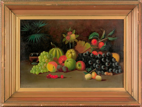 Appraisal: American School th c oil on canvas still life with