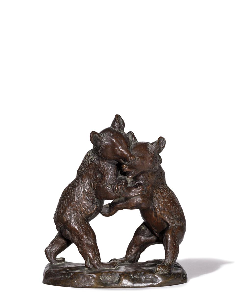 Appraisal: VICTOR PETER French - Bear Cubs bronze signed lower center