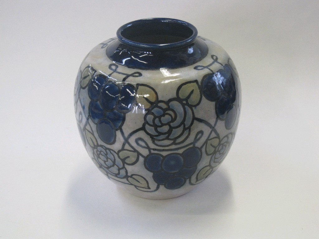 Appraisal: Royal Doulton floral decorated stoneware vase with initials for Minnie