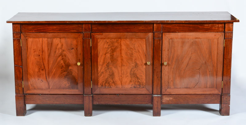 Appraisal: EMPIRE MAHOGANY SIDEBOARD in x ft in x in Estimate