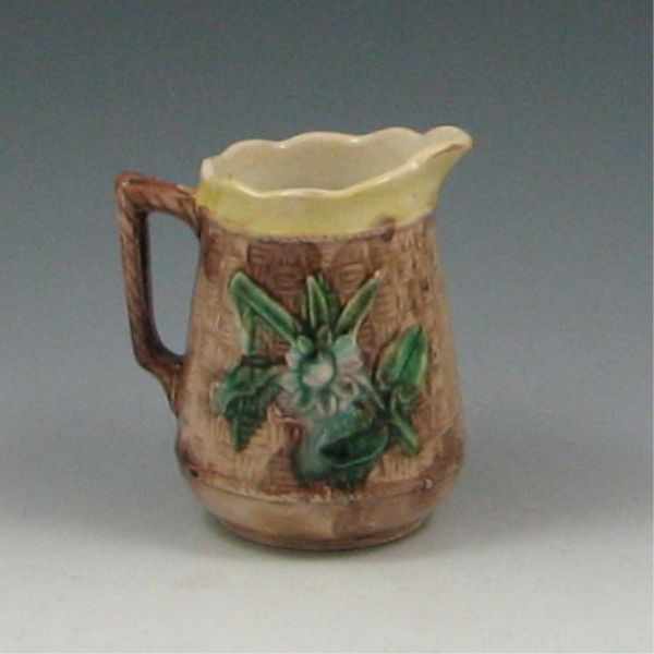 Appraisal: Majolica Basket Woven Pitcher marked with hand glazed glaze is