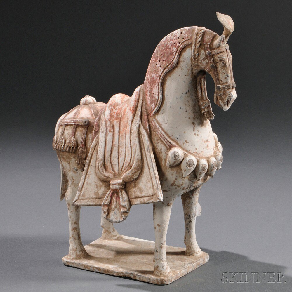 Appraisal: Caparisoned Horse China possibly Eastern Wei the terra-cotta finely modeled