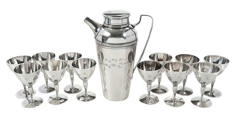 Appraisal: Thirteen Piece Tiffany Sterling Cocktail Set American - friendship cocktail