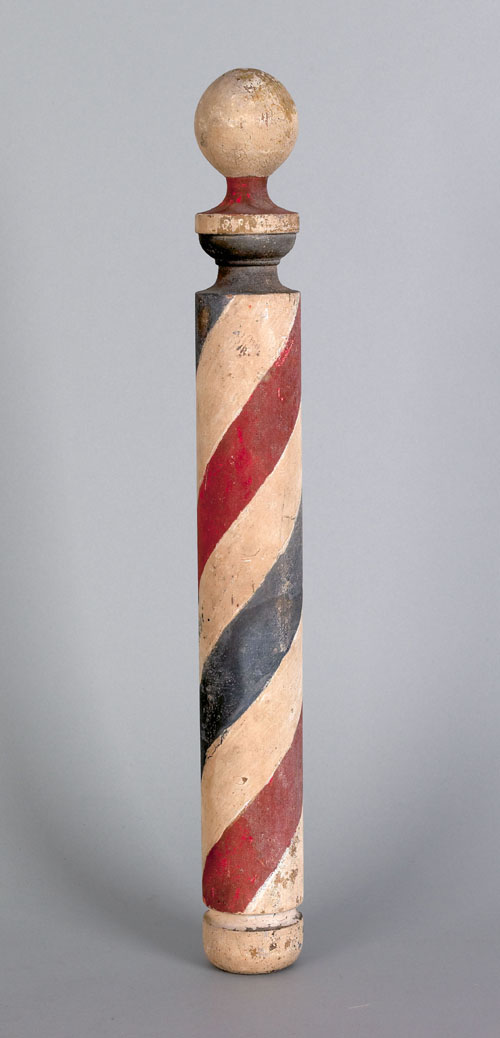 Appraisal: Turned and painted pine barber pole th c h Provenance