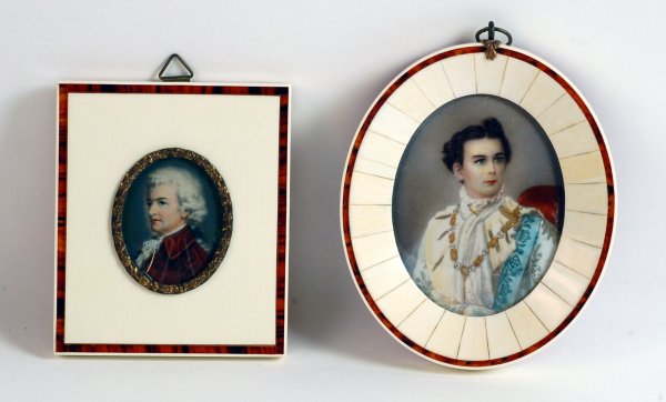 Appraisal: Two miniature portraits on ivory both with illegible signatures one