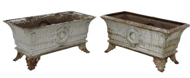 Appraisal: pair French cast iron planter boxes jardinieres similarly styled rectangular