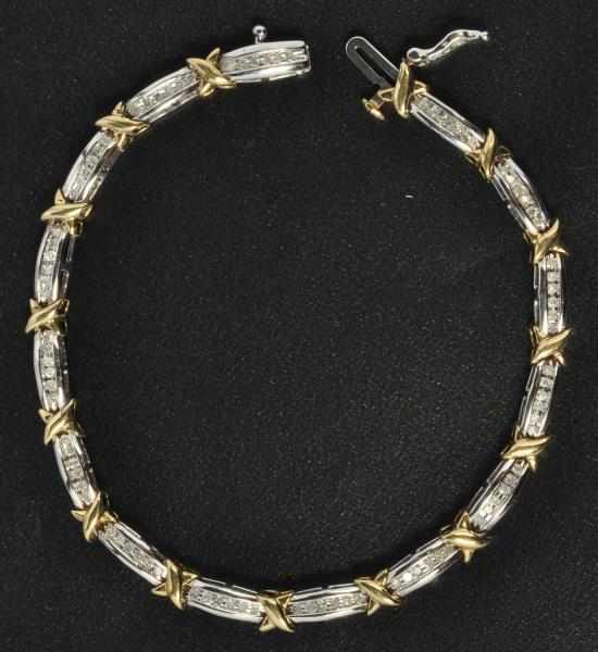 Appraisal: K Yellow White Gold Diamond Bracelet Description With small diamonds